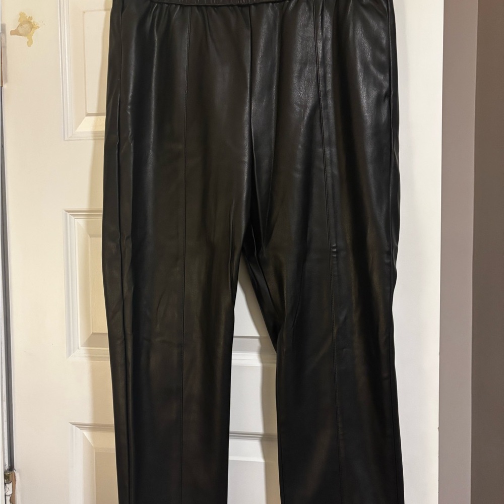 Ann Taylor Black Faux Leather Jogger